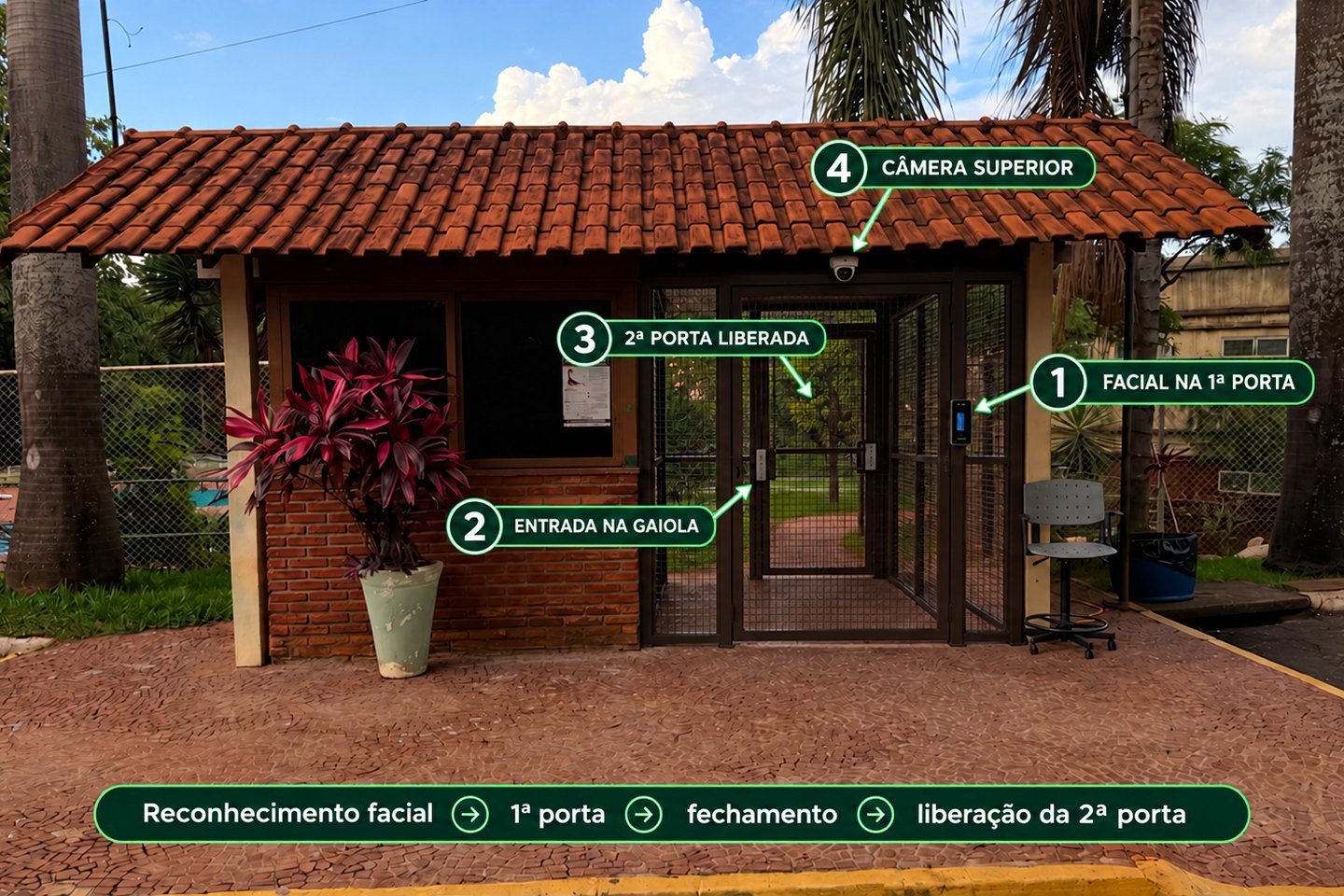 Simulação conceitual de gaiola monitorada na Portaria P2
